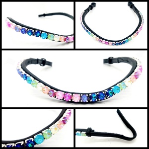 Glamorous English Saddle Brow Band para construcción de cuero de caballo Piedra segura con diamantes de imitación intercambiables Logotipo personalizado - Product Image 2