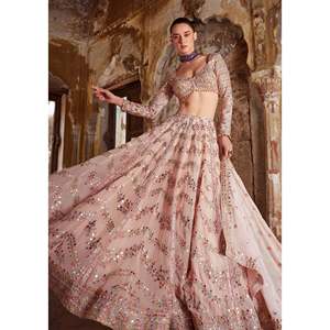 Designer Indian & Pakistani Party Wear Lehenga Choli with Intricate <b>Paper</b> <b>Mirror</b> Work - Product Image 3