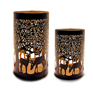 Portavelas votivas de metal vintage con diseño de ciervo, decoración para el hogar, centro de mesa y regalo festivo. - Product Image 1