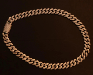 Cadena Cubana de Plata de Ley 925 Chapada en Oro con Moissanita y Diamantes de Calidad VVS, Estilo Rapper, Ideal para Regalo - Product Image 2