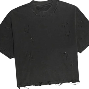 Nouveautés T-shirt classique léger et oversize effet vieilli 100% coton couleur unie devant manches courtes écologique - Product Image 6