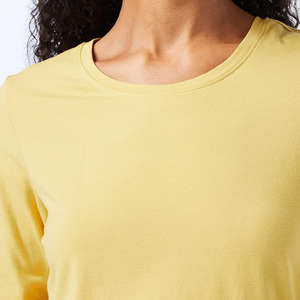 Camiseta clásica de manga larga para mujer, cuello redondo, algodón, precio económico, venta al por mayor, logotipo personalizado, camisetas de manga larga. - Product Image 5