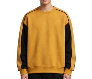 Sweat-shirt décontracté tricoté à col rond et manches raglan color block pour homme – Haut d'automne personnalisé pour hommes (sweat-shirts et sweats à capuche) - Product Image 2