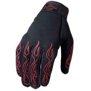 Guantes de Motocicleta de Cuero Negro con Diseño de Llama Roja, Guantes Retro para Motociclistas, Antideslizantes, para Carreras Callejeras - Product Image 3