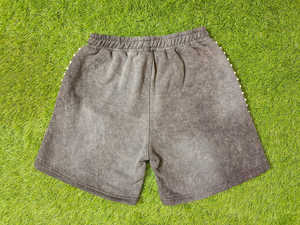 Pantalones cortos bordados con parche de lavado ácido para hombres, ropa de calle gruesa con cordón Vintage, apliques para el sudor - Product Image 2