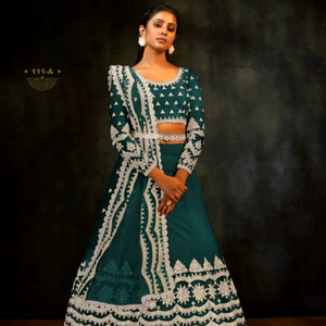 Lehenga Choli Moderne Semi-Couturié avec Broderies de Sequins et Fil, Séchage Rapide, Idéal pour Mariages, Fêtes et Diwali - Longueur au Sol, Coupe Classique, Taille Unique - Product Image 1