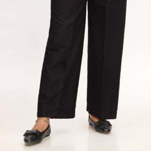 Pantalones de mujer negros rectos Chikan adornados modelo PL4051 - Product Image 3