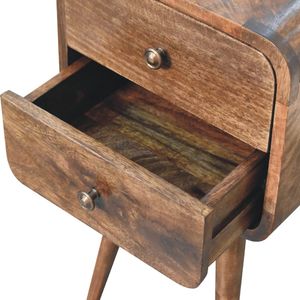 Legno massello Mini curvo grigio lavato comodino mobili artigianali per camera da letto - Product Image 5