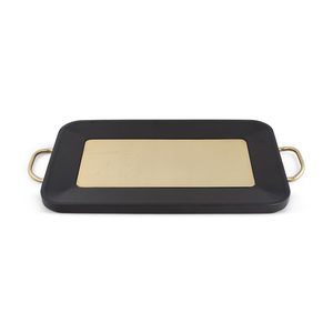 Plateau de service rectangulaire en bois et acier inoxydable doré, jetable, de qualité commerciale, pour la maison et la restauration - Product Image 1