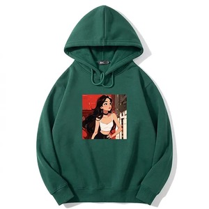 Sweat-shirt à capuche vert pour homme, 100% coton, imprimé numérique, motif de dessin animé, coupe décontractée, vêtement d'automne - Product Image 1
