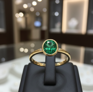 Anillo Ovalado Verde Talla 6 de EE. UU. 10x12mm con Circonita Cúbica 8g, Plata de Ley 925 Bañada en Oro de 18K, Anillo de Cóctel Elegante Hecho a Mano, Joyería con Piedras Preciosas, Regalo - Product Image 1