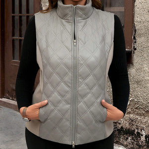 puffer vest gilets waistcoat casual fashion winter clothes quilted fur sleeveless jacket coat women custom design puffer vest - Product Image 4