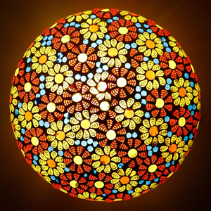 Lampe murale en mosaïque de verre en forme de bouquet de fleurs, style religieux, faite à la main, luminaire décoratif suspendu pour salon, salle à manger, décoration de la maison - Product Image 5