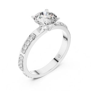 Luxury Round Cut Moissanite Diamond Engagement Ring Solitaire With Accents Wedding Bridal Ring Anniversary Gift For <b>Wife</b> - Product Image 3