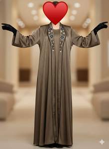 Precioso vestido de fiesta con burka de cotón de trabajo manual elaborado y dupatta negra, vestido musulmán, abaya de lujo, hiyab recto. - Product Image 4