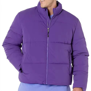 Chaqueta Acolchada Morada para Hombre, Cuello Alto, Diseño Minimalista, Gruesa, Cálida, Aislante, Informal, para Invierno y Actividades al Aire Libre - Product Image 5