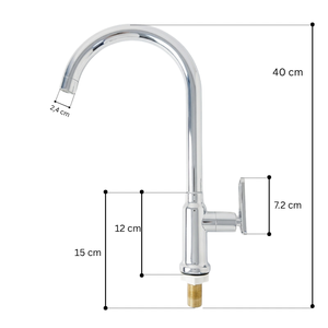 ก๊อกน้ำห้องครัวแบบก้านเดี่ยว รุ่น KSOM-27T5Xi ยี่ห้อ KSN เวียดนาม ดีไซน์ทันสมัย สีโครเมียม ติดตั้งบนเคาน์เตอร์ วัสดุ ABS หมุนได้ 360 องศา พร้อมปุ่มปรับ รับประกัน 2 ปี - Product Image 2