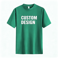 T-shirt en coton vert à manches courtes pour homme, design personnalisé, col rond, coupe classique, logo imprimé sur le devant, tissu jersey, écologique