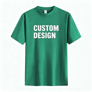 Camiseta de Algodón Verde de Manga Corta para Hombre, Diseño Personalizado, Cuello Redondo, Corte Regular Informal, Logotipo Estampado en la Parte Delantera, Tejido Jersey Ecológico - Product Image 1