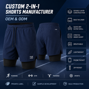 Men's Double-<b>Layer</b> Running Shorts With Inner Liner Elastic Waist Quick Dry Sporty Design Front Logo Placement - Product Image 5