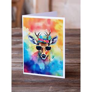 Whimsical A7 Size <b>5x7</b> New Hippie Animal Deer Blank Note Greeting Cards Pack of 8 with <b>Envelopes</b> - Product Image 2