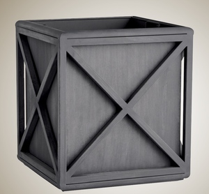 <b>Square</b> Wood Planter Box With X-Frame Design Black Finish Outdoor Garden Container - Product Image 1