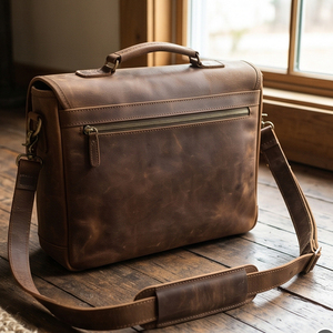 Bolso de Hombro de Cuero Genuino Vintage con Cierre de Hebilla y Correas Ajustables, Bolsos de Mensajero de Cuero para Uso en Todas las Estaciones - Product Image 6