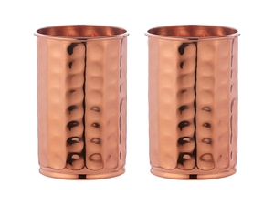 Verre à eau en cuivre pur, finition cuivre uni, finition cuivre martelé, finition cuivre antique - Product Image 2