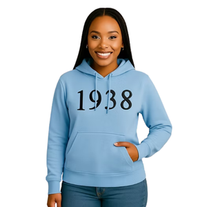 Sudadera con Capucha Azul Claro para Mujer, Bordado 3D, Estilo Casual, Manga Larga, Cómoda para el Día a Día - Product Image 1