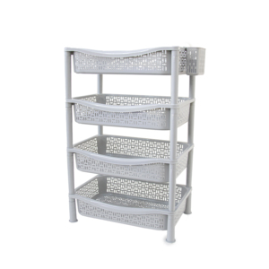 Organizador de Almacenamiento Apilable de 4 Niveles, Ecológico, de Plástico, Ahorra Espacio, para Escritorio, Baño, Cocina, Sala de Estar - Product Image 5