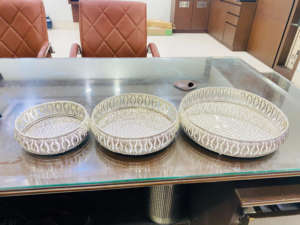 Ensemble de plateaux en argent pour offrir des plateaux décoratifs pour les festivals ensemble de plateaux pooja - Product Image 2