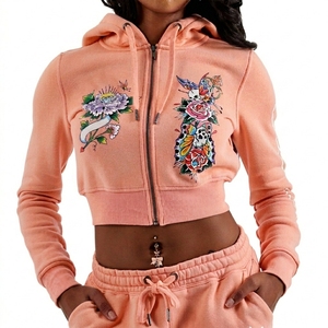 Sudadera con Capucha para Mujer, Estilo Urbano, Mezcla de Algodón Grueso Premium, Corte Corto y Amplio, Logotipo Personalizado con Serigrafía, 350GSM - Product Image 4