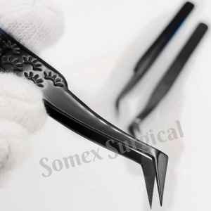 Pinces antistatiques courbées et volumineuses en acier inoxydable pour extensions de cils - Product Image 5