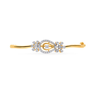 กำไลข้อมือรูปดอกไม้ประดับเพชรแล็บโกรว์ทองคำเหลือง 14K สำหรับผู้หญิงสุดหรู - Product Image 1