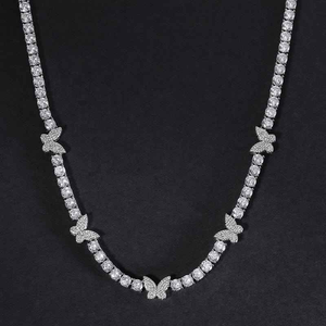 Collar de Plata de Ley 925 con Diamante Moissanita Cultivado en Laboratorio, Cadena con Corazón, Corte Brillante, Joyería Elegante Estilo Hip Hop para Hombres y Mujeres - Product Image 3