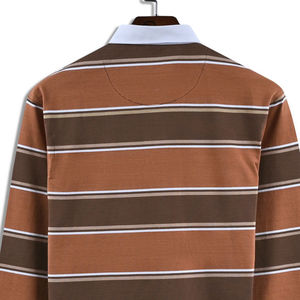 Polo de rugby pour homme 100 % coton, manches longues, motif rayé avec impression numérique, vente en gros - Product Image 5