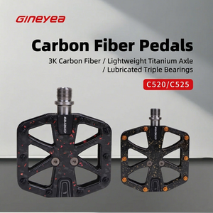 Pédales de vélo <span class=keywords><strong>VTT</strong></span> en fibre de <span class=keywords><strong>carbone</strong></span> 3K, ultralégères, durables, plateforme en titane, 3 roulements, C525/C520, pédales hautes Gineyea - Product Image 1