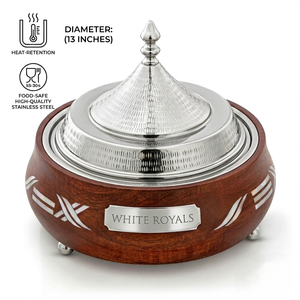Modern <b>Insulated</b> Enamel Coated Stainless Steel Casserole Conical Lid Heavy Duty Thermal Food Warmer Set Luxury Khaleeji Feasts - Product Image 4