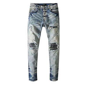 Pantalones Vaqueros de Algodón para Hombre, Estilo Hip Hop, Personalizados, de Pierna Ancha Recta, Técnica Lavada, Transpirables, para Primavera - Product Image 5