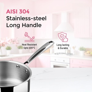 Top Trending Stainless Steel Triply Saucepan 18 cm 304 Grade for Soup Stew Boiling Simmering and Daily Kitchen Cooking - Product Image 3