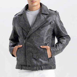Service OEM, Vente en ligne, Blouson en cuir pour homme, enduit, style vintage, écologique, design personnalisé, fermeture éclair frontale - Product Image 2