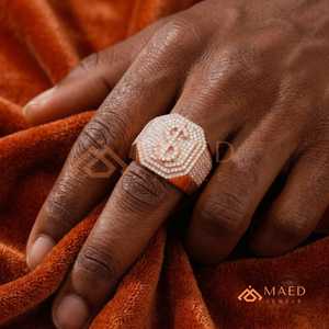 Moissanite <b>Ring</b> <b>Men</b> Hip Hop Rose Gold Plated 925 Sterling Silver Halo <b>Ring</b> Luxury Statement Jewelry Gift - Product Image 2