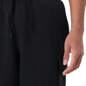 Shorts de survêtement noirs personnalisés pour hommes, taille élastique, cordon de serrage, poches latérales, coupe décontractée au-dessus du genou, marque privée, vente en gros - Product Image 6