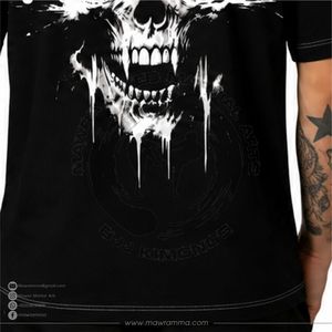 Mawra Martial Arts Custom Screen Print <b>Skull</b> Graphic T-Shirt Casual Streetwear Black Short Sleeve Men's Cotton <b>Tops</b> High Quality - Product Image 4