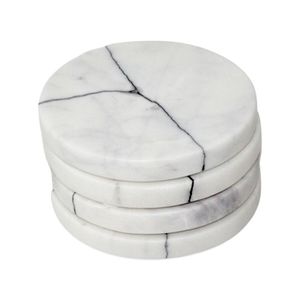 Marble Coasters with Gold Edge – Luxury Home Accessories Natural Stone Marble Coaster Set – Premium <b>Table</b> <b>Protectors</b> - Product Image 1