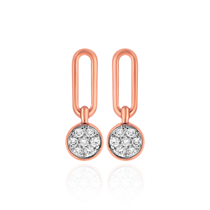 Premium 14K Rose Gold Plated Round Lab Grown <b>Diamond</b> Stud <b>Earrings</b> | Modern Geometric Women's Fashion Jewelry - Product Image 1