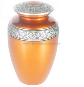 Urna Funeraria Moderna Hecha a Mano de Latón con Acabado Similar al Mármol Rojo, Color Plateado, Ecológica, con Recuerdo Gratuito Incluido - Product Image 3