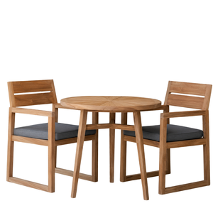 Ensemble bistrot de jardin ARTERRA en teck de qualité supérieure, table ronde et chaises pour l'extérieur, mobilier de luxe pour patio, balcon, restaurant - Product Image 2