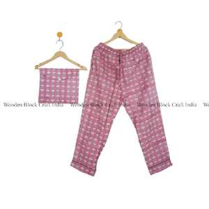 Conjunto de Pijama Ligero de Verano para Mujer, 100% Algodón, Estampado Floral, Mangas Largas, Cierre de Botones, Pantalones de Cintura Alta - Lujo - Product Image 3