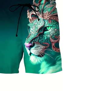 Men's Casual Summer Animal Print T-Shirt And Shorts <b>Set</b> Digital Printing Breathable Polyester Knitted <b>Twin</b> <b>Set</b> - Product Image 4